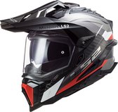 LS2 MX701 C Explorer Frontier Glans Titanium Rood Adventure Helm - Maat XL