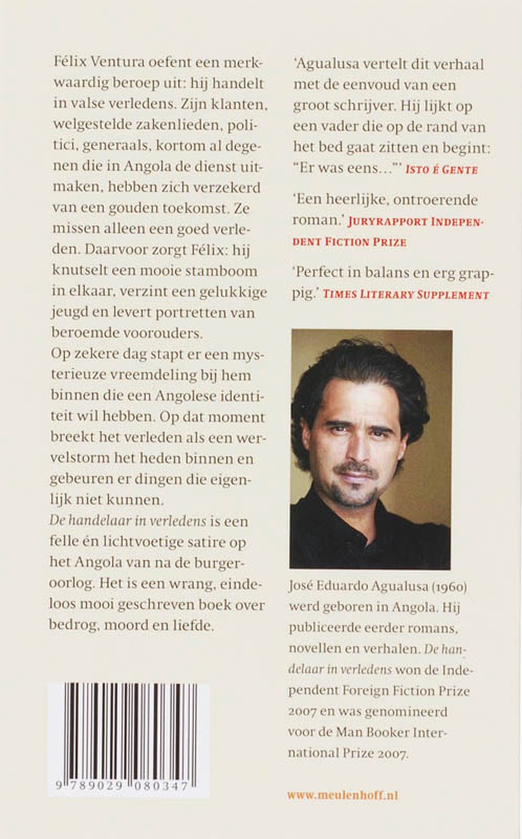 Tekst over Félix Ventura en zijn werk, met een portret van José Eduardo Agualusa.