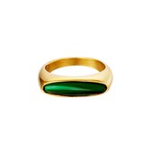 Yehwang Ring Groene Steen Goud Maat 17 252399-405