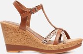Tamaris Sandalen met sleehak cognac - Maat 38