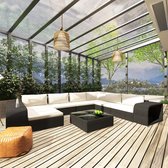 Medina 10-delige Loungeset met kussens poly rattan zwart