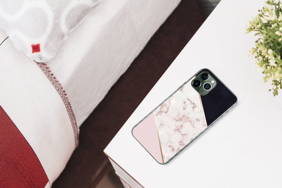 Coque iPhone 11 Pro - Marbre - Or rose - Luxe - Siliconen
