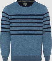 Round Neck Sweater With Narrow Stripes Ocean Blue