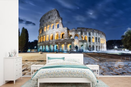 Behang - Fotobehang Rome - Italië - Colosseum - Nacht - Breedte 360 cm x hoogte 240 cm
