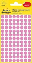 Avery Etiket Zweckform 8mm rond - blister 4 vel a 104 et. roze