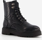 Blue Box dames croco veterboots - Zwart - Maat 39