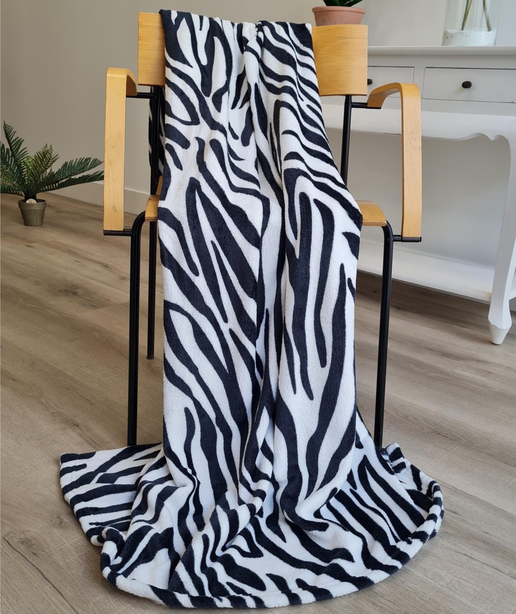 Fleece plaid/ deken/ kleedje zebra dieren print 120 x 160 cm - Zeer zachte  coral/... | bol.com
