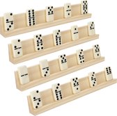 Belle Vous Houten Domino Rekken (4 Pak) – 33,6 x 2,8 x 4,7 cm – Professionele Premium Domino Tegels – Spel Houders Voor Woord Tegels, Mexican Train, Mahjong & Chickenfoot Spellen