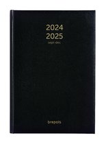 Agenda Brepols 2024-2025 - 16 M - Bretime LIMA - Aperçu hebdomadaire - Zwart - 14,8 x 21 cm