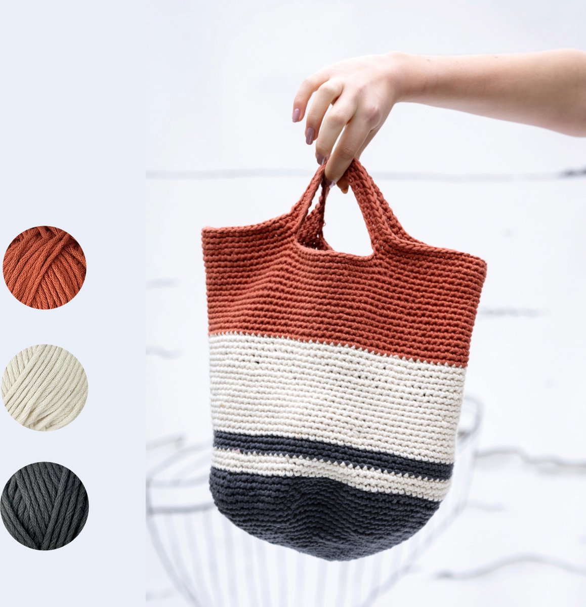 Haakpakket haken voor beginners Model Bucket bag Tas haken 100 bio katoen bol