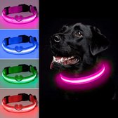 Honden halsband LED - Roze - Maat M - USB oplaadbaar - 3 verschillende standen - Lichtgevende hondenhalsband - 100% waterdicht - Super helder licht - Voor huisdieren