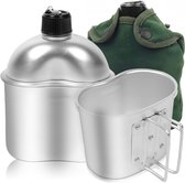 Bastix - RVS drinkfles 900ml: campingpot met lunchboxen en tassen, roestvrijstalen campingbeker kantinebeker met opvouwbare handvatten en deksel voor kamperen, wandelen, koken, picknick
