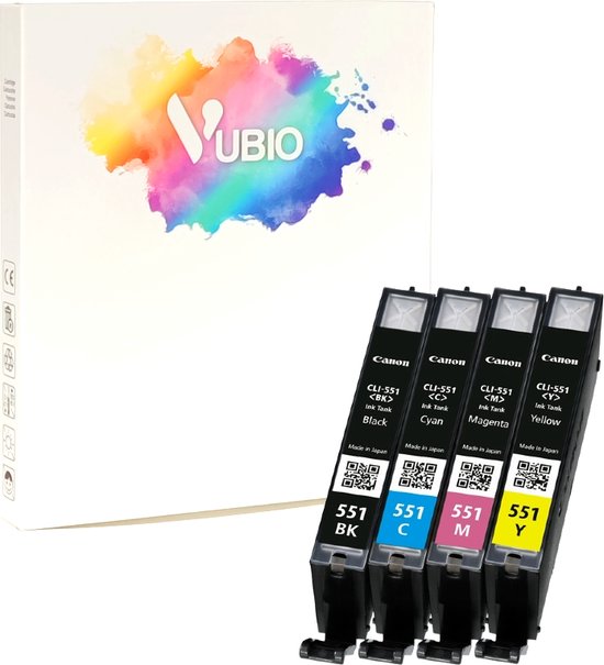 VUBIO 550XL 551XL Cartridges Geschikt Voor Canon Printer 4 Inktpatronen