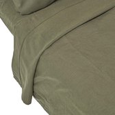 Homescapes linnen laken zonder elastische band - olijfgroen, 240 x 275 cm