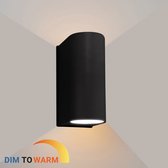 Ledmatters - Wandlamp Zwart - Up & Down - Dimbaar - 9.8 watt - 355 Lumen - 2200-2700 Kelvin - 2200-2700k - IP65 Buitenverlichting