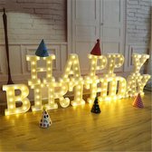 Lichtgevende Letters HAPPY BIRTHDAY - 22 cm Hoog - Wit - LED