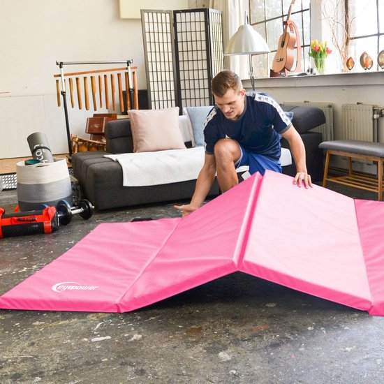 FANTASK Tapis De Gymnastique Pliable 180x120 Cm – Mousse EPE, Housse PU, Transport Facile !