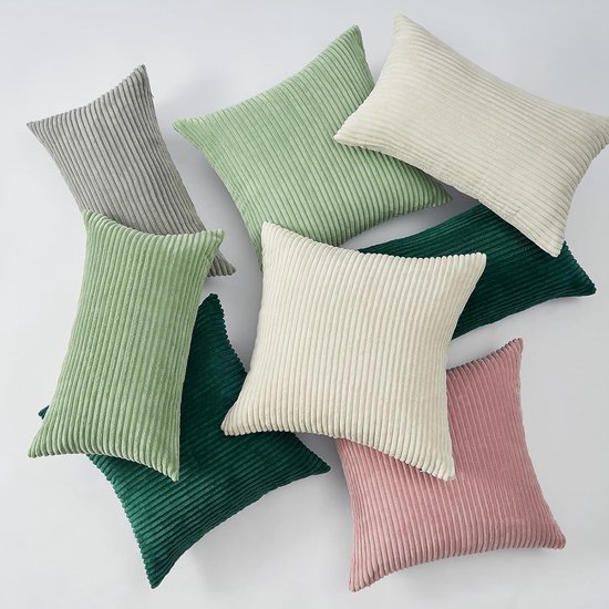 YAERTUN set van 2 roze gestreepte decoratieve kussenhoezen 60 x 60 cm 24 x 24 inch pluche zachte kussenhoezen met fluwelen achterkant kunstkonijnbont kussenhoezen voor bank bed woonkamer