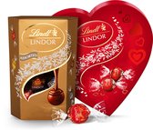 Lindt LINDOR Chocolade Bundel 400 gram - Melkchocolade, Witte chocolade, Pure chocolade, Hazelnoot chocolade - Rood Hart - Chocolade Cadeau