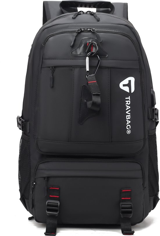 TravBag - Rugtas - 65 Liter - Backpack Reistas - Optimaal Draagcomfort - Grote Capaciteit - Functioneel - Anti diefstal - Praktisch Design - Laptop - 17.3 inch - Waterafstotend - Veelzijdige Opbergruimte - USB Oplaadpoort - Schoenen vak - Zwart