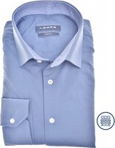 Ledub modern fit overhemd - lichtblauw tricot - Strijkvriendelijk - Boordmaat: 43