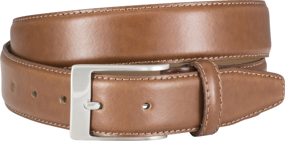 LINDENMANN leren heren riem - cognac