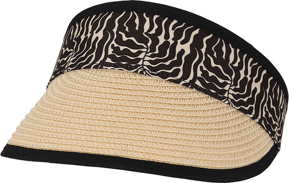 Sarlini Zonneklep Straw Natuur/Print Zwart