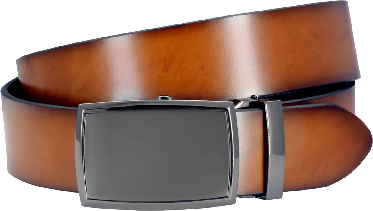 LINDENMANN leren heren riem - cognac