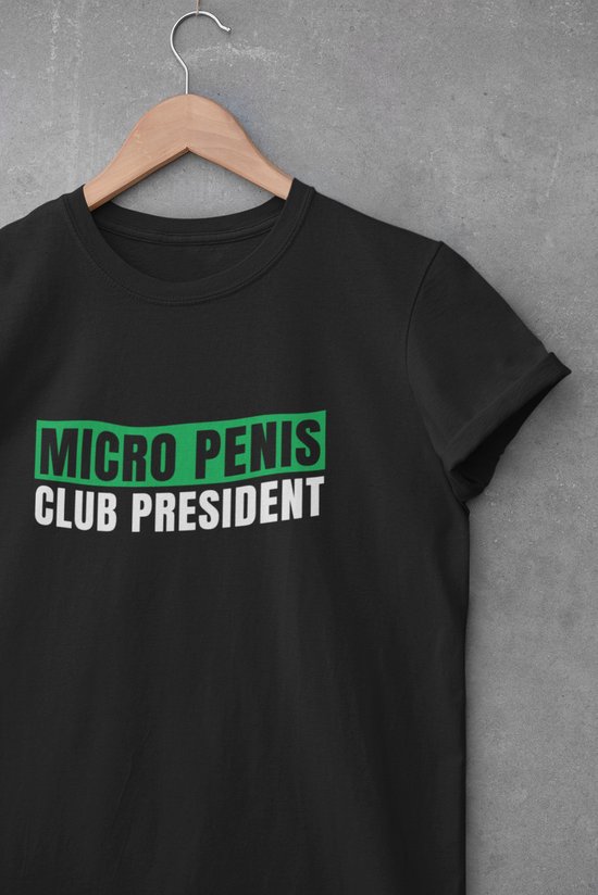 Shirt - Micro penis club president - Wurban Wear | Grappig shirt | Leuk cadeau | Unisex tshirt | Meme shirt | Vaderdag | Dirty shirt | Zwart