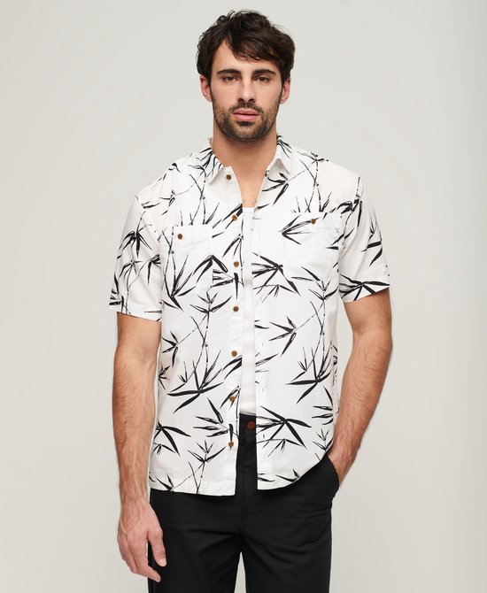 Superdry Overhemd Ss Beach Shirt M4010793a Optic Bamboo Mannen Maat - XL
