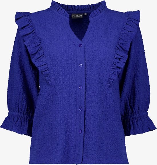 TwoDay dames blouse met ruches kobalt blauw - Maat L