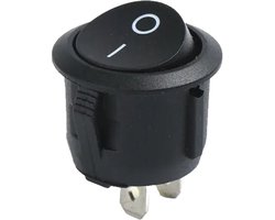 Wipschakelaar ON-OFF ⌀20mm - 2-pins - Rond - 6A 250V - KCD1-202 - Zwart