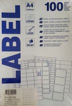 100 A4 vellen met 27 sticker etiketten 70x32mm - labels 70x32mm zelfklevende etiketten voor copier, laser en inkjet printers
