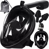 Snorkelmasker Volwassenen - Snorkelset - L/XL- Duikbril Zwart - Full Face Duikmasker - Met camera bevestiging - Go Pro - Duikbril met snorkel -
