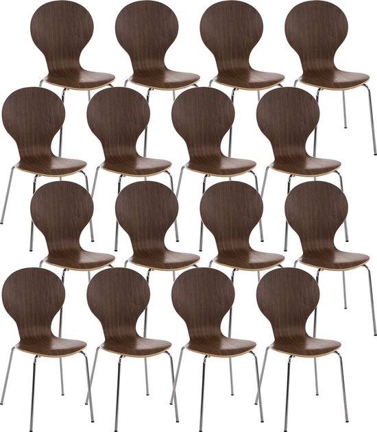 CLP Diego Set van 16 bezoekersstoelen walnoot
