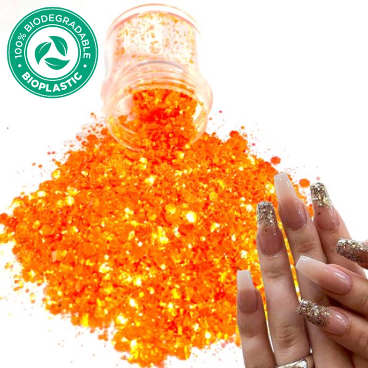 Goedkoopste Chunky Glitters (Oranje) [Volume 8g - Festival Glitter Outfit Nagel Decoratie Versiering - Manicure Kunstnagels Nepnagels Acryl Nagels - Kinderen Volwassenen Dames Glitters]