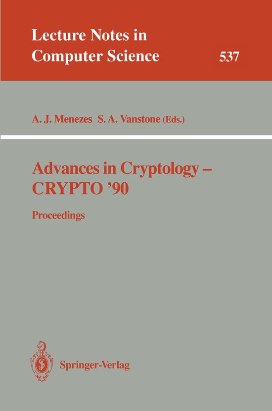 Advances in Cryptology - CRYPTO '90 - cover