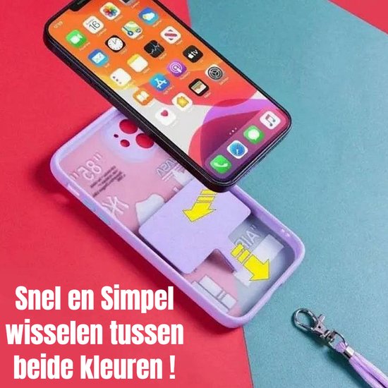 Lanière de smartphone 2 pièces pour téléphones mobiles Iphone et téléphones portables Samsung lanière de couverture arrière-ensemble de 2 pièces cordon Zwart et Wit %%