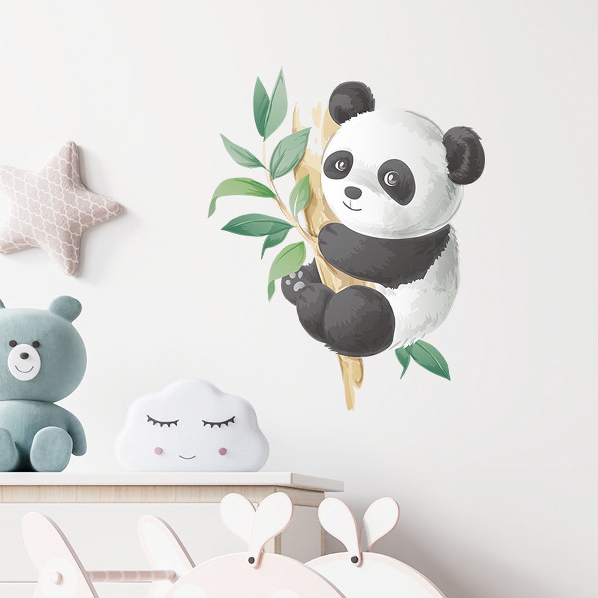Muursticker panda op tak - Panda - Tak - Schattige panda - kinderkamer - slaapkamer - woonkamer - decoratie - kleurrijk - Stickerkamer®