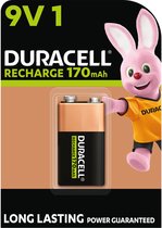 Duracell 9V Oplaadbare batterijen (1 stuks), voor een lange levensduur
