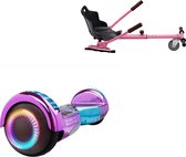 E-Mobility Rentals Hoverboard Met Hoverkart Roze - Regular Infinity - Standard Afstand - 6.5'' Wielen - Oxboard - 15kmh - Bluetooth Speakers - LED Verlichting - UL2272 Gecertificeerd - Anti lek banden - Cadeau voor Kinderen, Tieners en Volwassenen