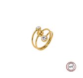 Soraro Zirkonia Dubbele Druppel Ring | 18K Goldplated | Goud | Elegante Ring | Drop | Dames Ring | Klemring | Vrouwen Cadeau | Moederdag | Moederdag cadeau