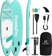 LifeGoods SUP Board Allround Compact - Planches SUP - Capacité de charge 100 KG - Opblaasbaar - Pack SUP complet - Vert menthe