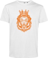 T-shirt Leeuw Met Kroon Oranje | Koningsdag kleding | Oranje Shirt | Wit | maat M