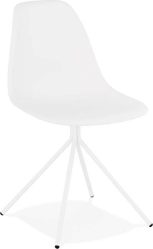 Alterego Moderne witte stoel 'LORY' met metalen voet