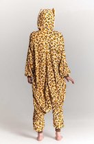 KIMU Onesie Luipaard Pak - Maat 140-146 - Luipaardpak Kostuum Panter Cheetah - Kinder Jumpsuit Pyjama Dierenpak Huispak Jongen Meisje Festival