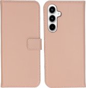 Selencia Hoesje Geschikt voor Samsung Galaxy A55 Hoesje Met Pasjeshouder - Selencia Echt Lederen Bookcase - roze