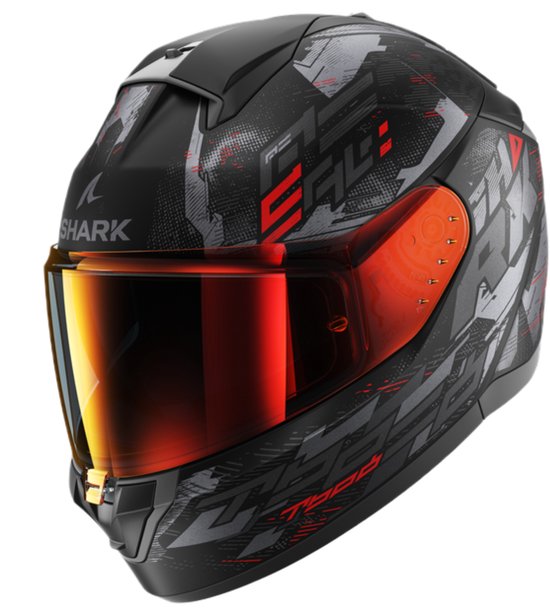 BHR 813 Race Integraalhelm Met Dubbel Vizier - ECE Goedgekeurd, Zonneklep, Rood/Geel, Maat M