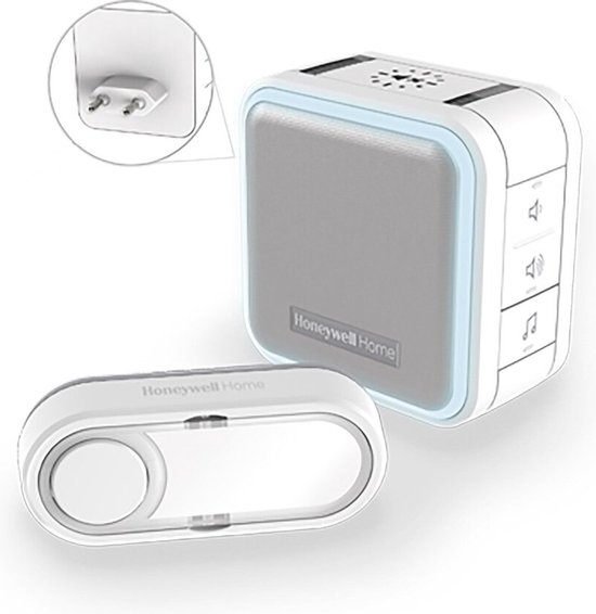 Honeywell Home draadloze deurbelset gong + beldrukker + versterker horizontaal - Series 5 wit (DC515SP2) — afbeelding 5