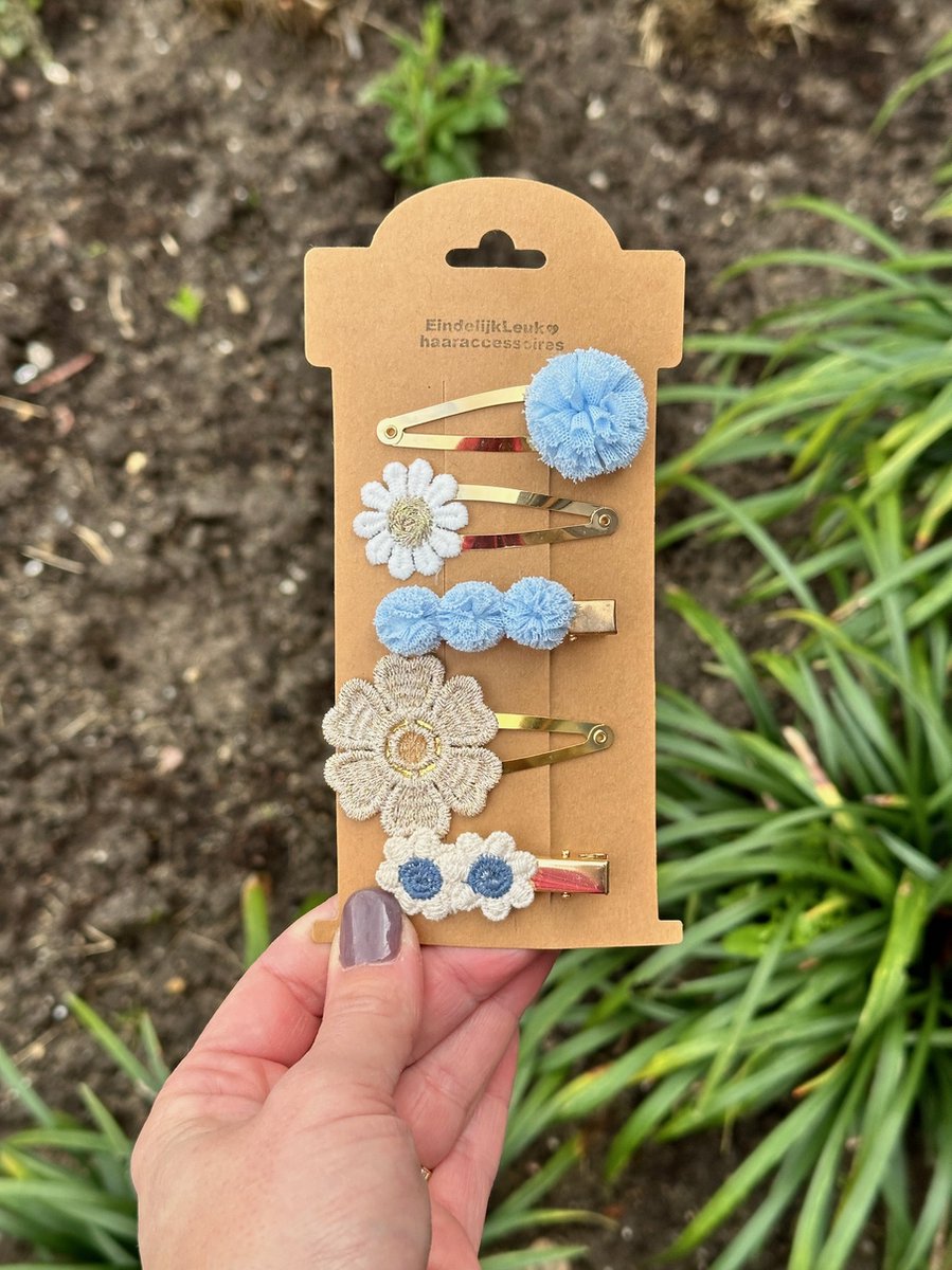 Haarspeldjes voor meisjes - Haaraccessoires meisjes - Haarspeldjes Pompom Blauw - Haarspeldjes voor meisjes en baby's - Haarknipjes - Haarclips - handgemaakte haaraccessoires - Cadeau